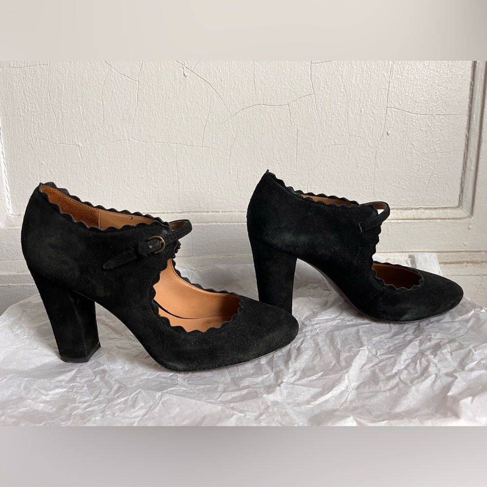 Aerin Mary Jane black suede heels 7.5 - Picture 7 of 14